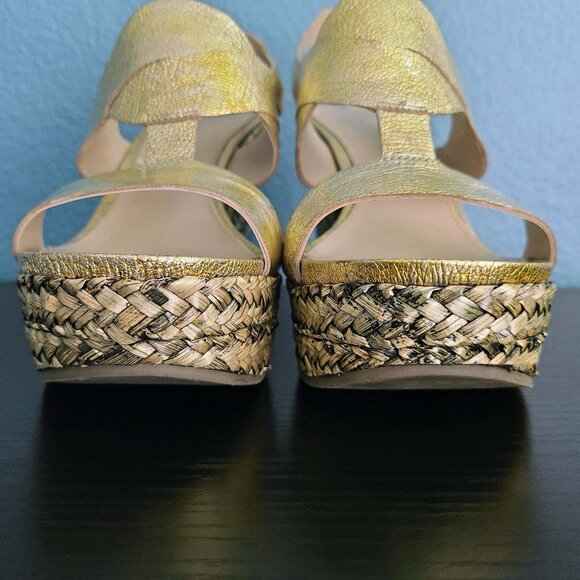 VIA SPIGA ~ “Flora” Gold Leather Platform Heels ~ 8M  EUC - Picture 9 of 14